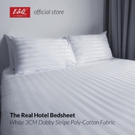 E&Q Hotel 3CM Dobby Stripe Fitted Bedsheet Plain White / Cadar Hotel Warna Putih / Katil Tilam Putih