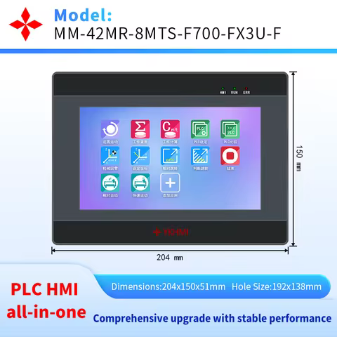 YKHMI 7'' PLC HMI FX3U-42MR Integrated Logic Controller 22Input 20Output, 4 Pulse 100K And 4AD 2DA R