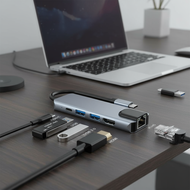 USB C Multiport Adapter 5-in-1: HDMI, 4K, Gigabit Ethernet, 87W PD, and DisplayPort for Laptop, PC, 