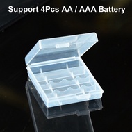 Transparent Hard Plastic Case Holder AA/AAA Battery 4Pcs Storage Box