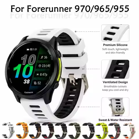 22mm Silicone Strap Quick fit For Forerunner 970 965 955 Soft and Watch Band For Forerunner 970 feni