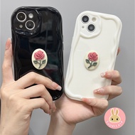 Simple Cream Edge Rose Flowers For Samsung Galaxy S23 S22 S21 Ultra Plus S21 S20 FE S23+ S22+ S21+ J7 J2 Grand Prime silicone Phone Case Flower Soft Cover