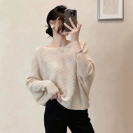 K Knit Top Women's Core-spun Yarn Long-Sleeved One-Neck Irregular Autumn Core-spun Yarn Knitwear