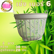 เข่งปลูกต้นไม้  ตะกร้าพลาสติก (เบอร์6) สีขาว 10 ใบ