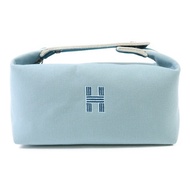 HERMES 帆布Bride-A-Brac Small銀扣手挽袋