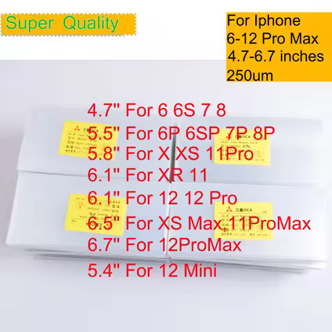 50Pcs/Lot OCA Optical Clear Adhesive For Iphone 14 12 11 X XS Pro Max OCA Glue Screen Film Laminatin