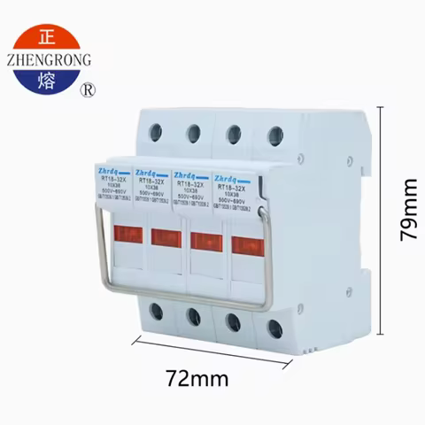 4P RT18-32 RT18-32X 4Pole AC 500V-690V Fuse Link 10x38 mm With Din Rail Fuse Base Holder with LED In