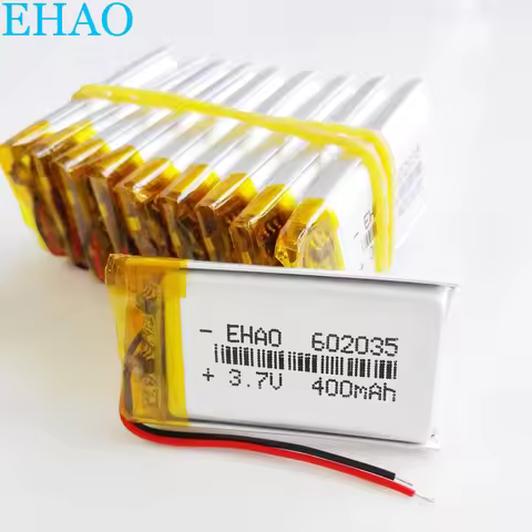 10 PCS 3.7V 400mAh Lithium Polymer LiPo Rechargeable Battery 602035 For Mp3 GPS Bluetooth Watch Mass