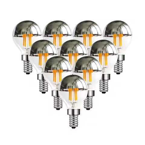 Vintage LED Bulb E14 E12 Edison Silver Tipped G45 4W Half Chrome LED Decorative Light Lamp 40W Equal
