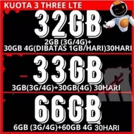 Kuota data three tri 4G LTE 33GB 32GB 35GB 22GB 25GB 26GB 52GB 24GB