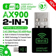 NEW 2 IN 1 Mini USB Bluetooth 5.4 Adapter WiFi6 AX900Mbps Dongle Network Card Dual Band 2.4G/5GHz Dr