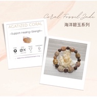 [Clearance] Natural Coral Fossil Jade Series 天然珊瑚玉系列 - 10mm to 13mm, Wrist 16-17cm