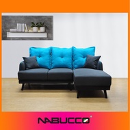 Nabucco S062 Modern L Shape [Water Resistance Fabric/Casa Leather][Delivery in West Malaysia Only] Free 2pcs Sofa Pillow
