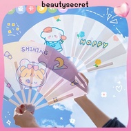 24h Shipping Cute Cartoon Folding Fan Portable Summer Handheld Plastic Cool Fan Rabbit Bear Girls Pa