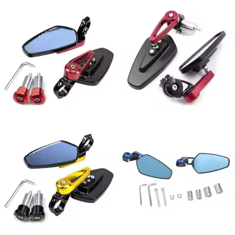2x Motorcycle Mirror Handlebar Rearview Side Mirror Sports Car Reflector Mirrors H9EE
