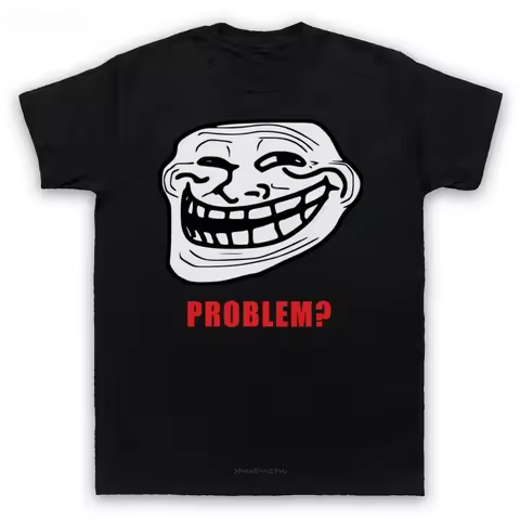 Funny Troll Face Graphic Tee for Men Casual Tshirt with Problem Text Short Sleeve Tops Summer Street