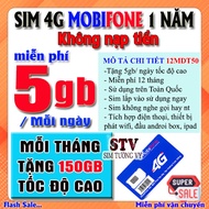 Sim 4G 5G Mobifone Trọn Gói 1 Năm 12MDT150 (500GB/THÁNG- Free 12 Thang) 12MDT50(5G/NGÀY X 12 THÁNG).