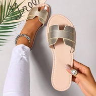 Dép lê nữ hiệu H mới mùa xuân và mùa hè, Dép xỏ ngón quai chữ V thời trang thường ngày, Dép đế bằng