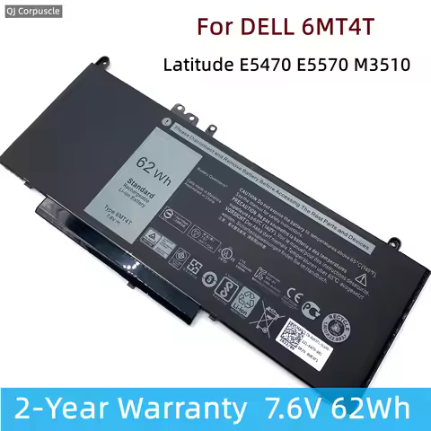 New 6MT4T 7.6V 62Wh Laptop Battery For DELL Latitude E5470 E5570 M3510 15.6" Sereis TXF9M 79VRK 07V6