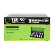 TEKIRO Hex Bit Socket Set 11 PCS – 1/ 2 Inch Socket Wrench H4 to H19 + Iron Box