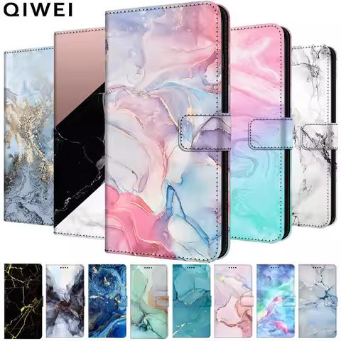 Fashion Marble Leather Flip Case For Galaxy S24 FE 5G Wallet Bag For Samsung Galaxy S24FE S 24 FE 6.