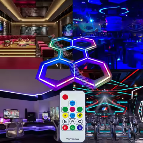 Gym Decorative Lights RGB Hexagon Lighting Kits with RGB Color Changing LEDs Customized Hundreds Lig