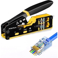 Pass Through RJ45 Crimp Tool, Ethernet Crimper for Cat6 Cat5e Cat5 RJ45 Pass Through Connectors