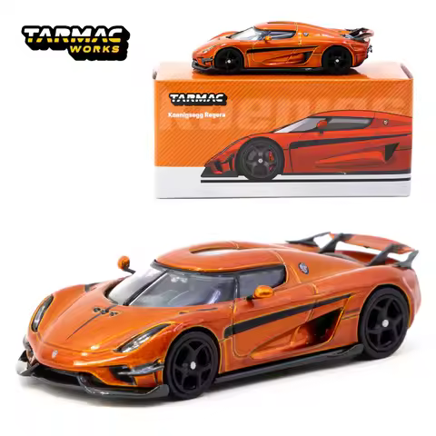 Tarmac Works 1:64 TW Koenigsegg Regera Orange Metallic/Black Stripes alloy car model