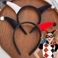 3-1Pcs Plush Funny Clown Headband - Dual-Color Elastic Cosplay Joker Headwear - For Halloween Carniv