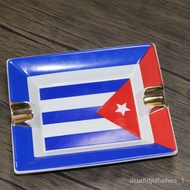 🚓Creative European Ashtray Cuban Flag Commemorative Ceramic Ashtray Ashtrays Cylinder HotelKTVDedicated