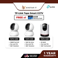 (FREE GIFT) TP-Link Tapo CCTV 3MP Ultra HD Wi-Fi Smart Security Camera C200/C210/C225