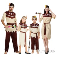 Family Indigenous Savage Cosplay Costume Halloween  Creative Outfit for Masquerade Party
