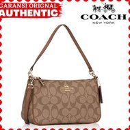 Tas Coach Signature Top Handle Pouch Brown Wanita Branded Original