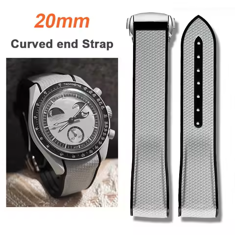 Strap for Omega X Swatch Joint MoonSwatch 20mm Curved End Silicone Rubber Band for Seamaster 300 Wat