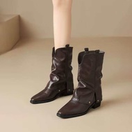 chloe.store DANDELION BOOTS รองเท้าบูทหุ้มข้อ สีน้ำตาล ดำ