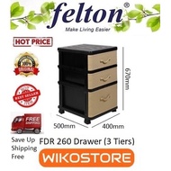 Hot Sales [Wikostore] Felton FDR260 Durable Drawer 3 Tiers 1B2S (16"W x 20"D x 26.5"H)