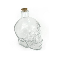 Glass FlaskSkullShapeWithLidStopperResistant450ml
