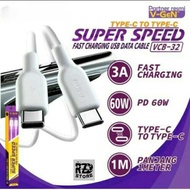 FAST CHARGING CABLE 3.1A VGEN DATA CABLE TYPE C TO TYPE C VCB-32 FAST CHARGING