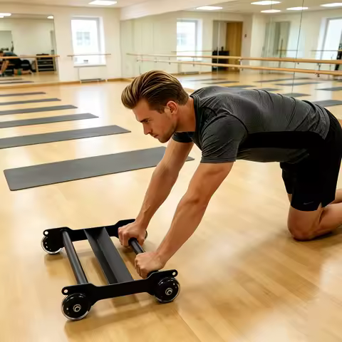 Abdominal Trainer 440lbs, Home Gym Core Workout Equipment with Wheels, 20x12.4in for Glutes Hamstrin