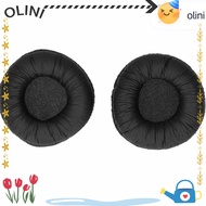 OLINI 2PCS Wrinkle Leather Earpads, Black 55mm/2.17in Universal Headphone Ear Pads, Easy to Install 