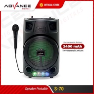 Speaker portable Advance S-70 Bonus 1 mic kabel. ampli 8 inch charge