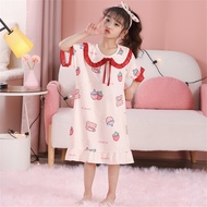 DXSS Girls Summer Thin Short-sleeved Nightdress Children's Cotton Lace Sleepwear Princess Style P