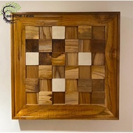 Teak wood wall decoration measuring 40x40 clear finishednatural