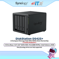 Synology DS425+ 4-Bay NAS DiskStation Server Storage RAID 2.5GbE High Performance Backup for Office 