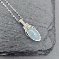 海藍寶 銀線吊墜 金屬繞線