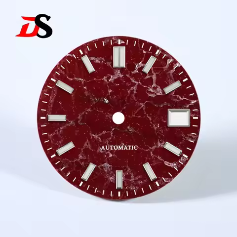 28.5mm Dial Red Colorful Agate Stone Dial Blue Lume Natural Stone for NH35 Movement Retro Custom Log