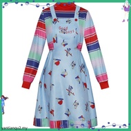Adult Chucky Cosplay Costume - Striped Shirt & Jumpsuit Set