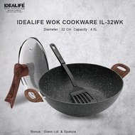 Wok Cookware IDEALIFE IL-32WK - 32 cm Induction Frying Pan IL32WK