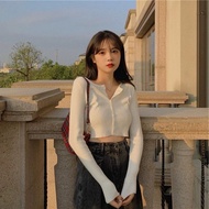 Áo Kiểu Nữ Tay Dài Phối Nút Dễ Thương M24 / Áo CROPTOP Hàn Quốc Cài Nút CUTE Xĩu