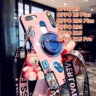 Case For OPPO R9S OPPO R9 OPPO R9S Plus OPPO R9 Plus OPPO R15 Pro R15 Retro Camera lanyard Sling Casing Grip Stand Holder Silicon Phone Case Cover With Cute Doll Top Seller Case